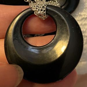 22” Avon Vintage Jet plain disk frontal necklace